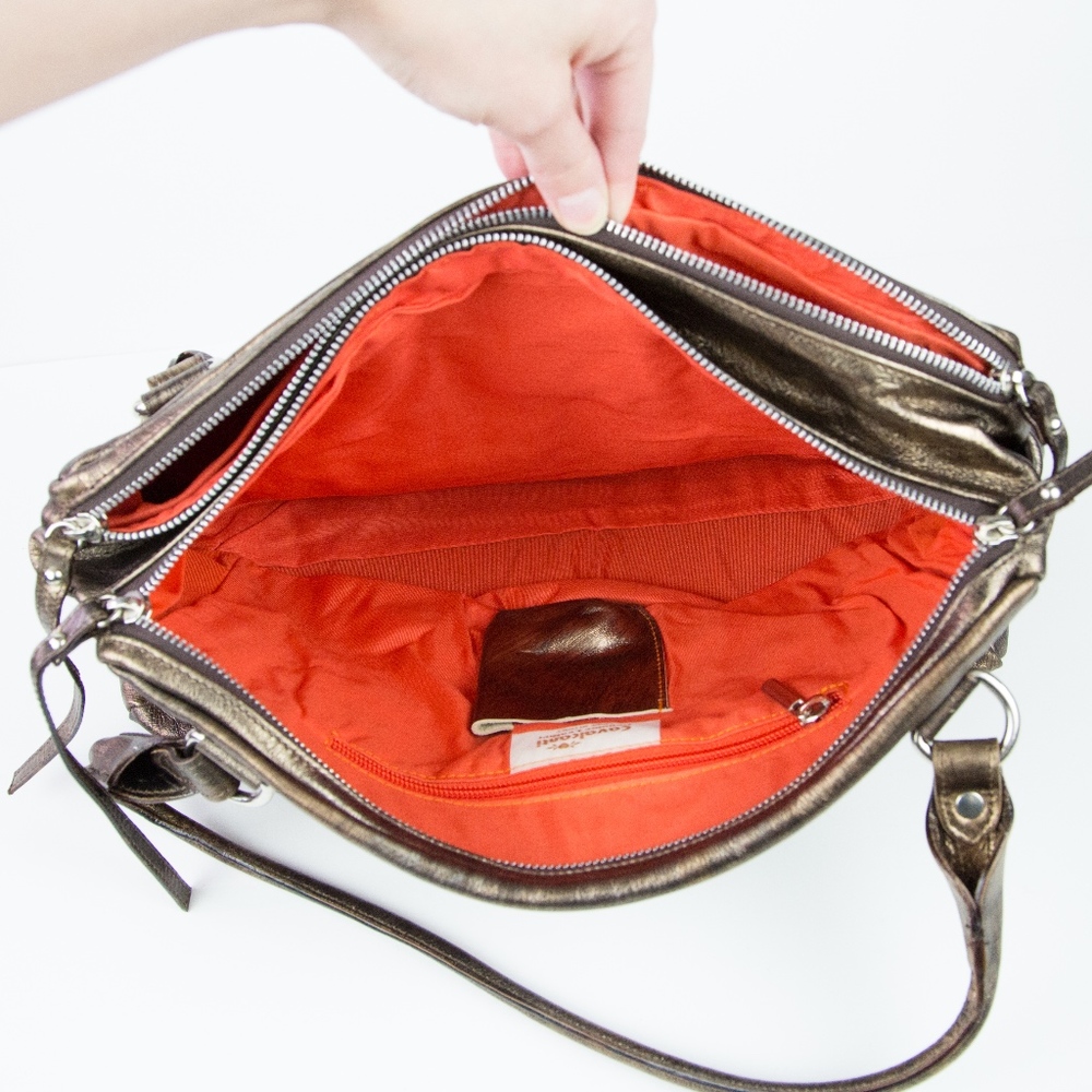 Cavalcanti Bronze Leather Satchel Handbag - Picture 2 of 8